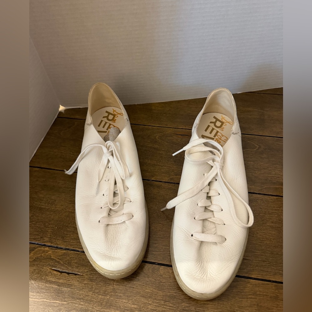 Sam Edelman White Leather Lace-Up Sneakers